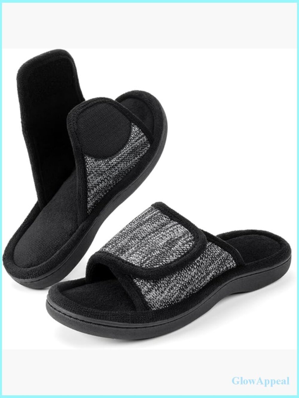 Adjustable Wrap Memory Foam Slide Slippers - Open Toe Indoor Outdoor